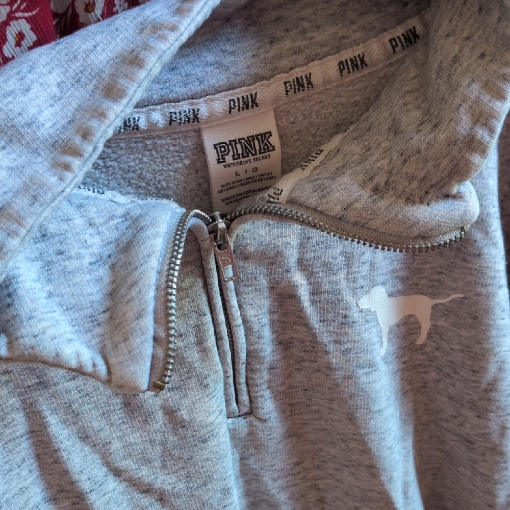 Victoria's Secret Pink Gray Quarter-Zip Sweatshirt